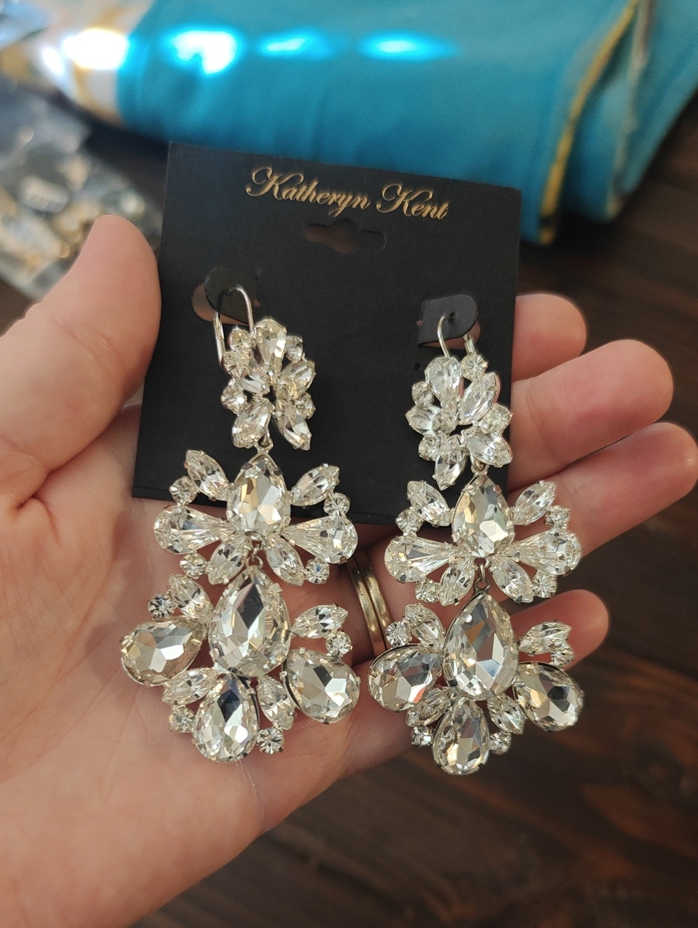 Crystal Drop Statement Earrings - Clear AA31 6813